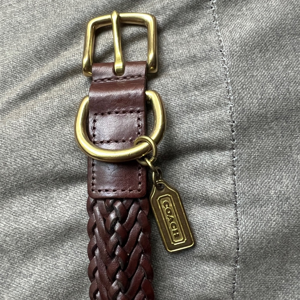 Coach Brown Braided Leather Dog Collar